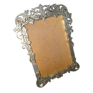 Vintage Kirk Stieff Pewter Ornate 5x7‎ Photo Frame Intricate Floral Detailing